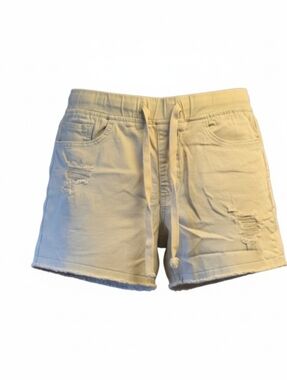 Trendy Distressed Cream Jean Shorts for Women